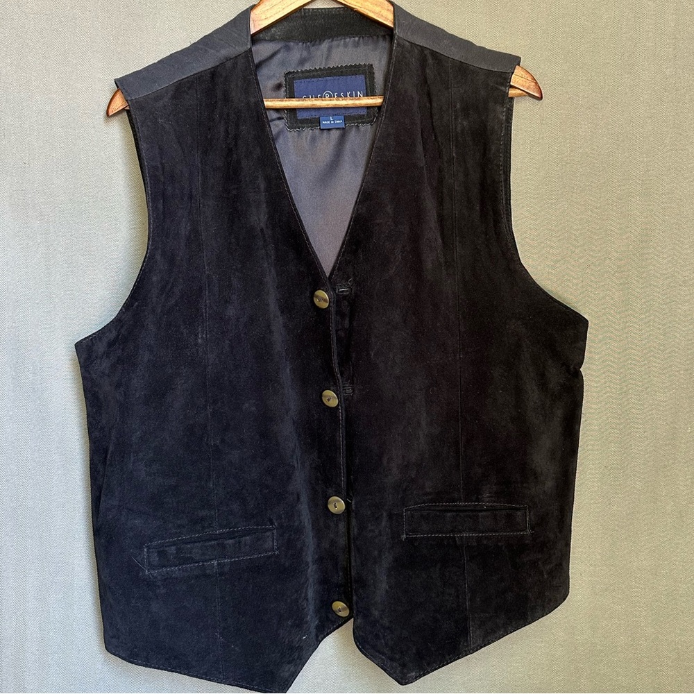 Vintage Chereskin Men’s Black Suede Vest Size L